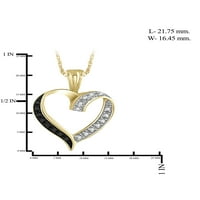 Jewelersclub Crni dijamantni naglasak 14K zlato preko srebrnog privjeska otvorenog srca, 18