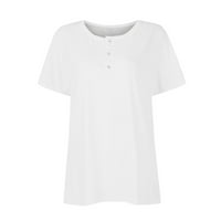 Ženska jednobojna majica s gradijentnim printom, Okrugli vrat, gumbi, kratki rukav, donji dio majice, gornji dio,