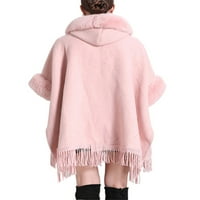 Ženski pončo kardigan rt kaput s rukavom šišmiš zimski topli kaputi svečane dukserice gornja odjeća ružičasta