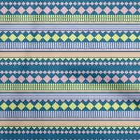 Tkanina u svijetloplavoj boji, materijal za šivanje s geometrijskim printom, tkanina širine dvorišta