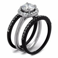 Set uparenih prstenova, ženski dvobojni zaručnički prsten od nehrđajućeg čelika u crnoj boji, muški rotirajući