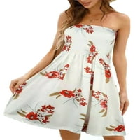 Rejlun žene kratke mini haljine s ljuljanjem tunične haljine s tunikom rušerane labave ljetni bijeli cvijet l