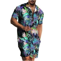 Ruimatai muške tiskane košulje Ljetni kratki rukavi postavljeni havajske košulje za muškarce plaže majice majice
