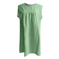Hanas haljine žensku pamučnu posteljinu Čvrsta boja Labava haljina bez rukava bez rukava zelena xxl