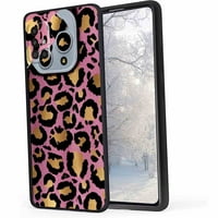 Torbica za telefon od leopard kože s ružičastom i zlatnom folijom za poklon za žene i muškarce, Mekana silikonska