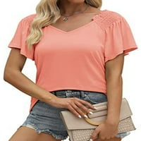 Ženski ljetni topovi, majica s izrezom u obliku ramena, ležerna majica, svečani pulover, ružičasta, majica s rukavima,