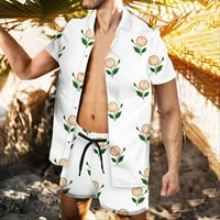 Muške hlače za plažu muški ležerni kardigan na kopčanje s ovratnikom s printom Bluza na plaži i hlače kratkih