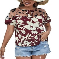 & Ženska mrežasta bluza od tunike boemska Majica Povremeni boho šifon vrhovi prozirna majica s cvjetnim printom