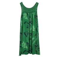 Haljina za žene, ženska modna haljina bez rukava s čipkastim šavom i printom, zelena 3 inča