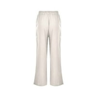 Kali_store ženske hlače ženske hlače za elastični struk Ravne hlače s džepovima bež, m