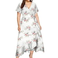 Ljetne haljine veličine plus za žene, visoka niska cvjetna boho Maksi haljina, haljine s kratkim rukavima u obliku