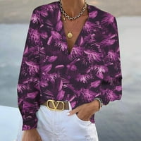 Ženske bluze s dugim rukavima, Ženske Ležerne pletene majice s printom s labavim gumbima, vrhovi s izrezom u obliku