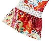 Boho čipkasta haljina s izrezom u obliku slova U I rukavima za žene, boemska Mini haljina s cvjetnim printom s