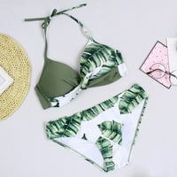 Entyinea kupaći kostim ženama prednji križni cvjetni otisnuti dva kupaćeg kostim zeleni xxxl