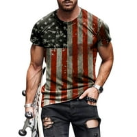 Muški ljetni dan neovisnosti 3d digitalni ispis okrugli vrat kratki rukav labav ležerna košulja bluza kratka majica
