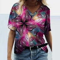 Majice za žene, modne ženske ljetne majice kratkih rukava i majice s printom, Ležerne majice u ljubičastoj boji