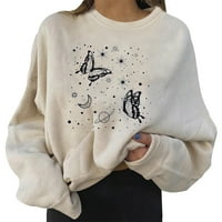 Cuekondy dukserica za žene dnevni tisak dugački pulover tisak o vratu tiskanje dugih rukava skejtbord ženske vrhove