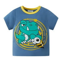 Majice za dječake s kratkim rukavima s okruglim vratom, udobna majica s printom, plava 100