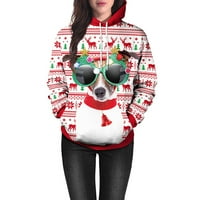 Ženska jesensko-zimska božićna majica s printom Djeda Božićnjaka, džemper s dugim rukavima, gornji dio