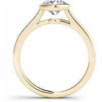 Zaručnički prsten od žutog zlata od 14 karata s dijamantnim okvirom od 14 karata od žutog zlata