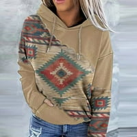 Ženske majice s kravatom jesenska Moda zapadni aztečki print pulover s dugim rukavima kapuljača s kapuljačom s