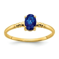 14k čvrsto žuto zlato 6K ovalni safir plavi Rujanski dragulj vjenčani prsten veličina 7