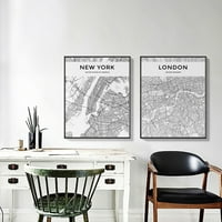 London Njujorški svjetski grad crno-bijela karta plakat platno Slikarstvo dom dekor