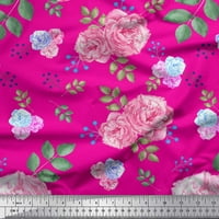 Pamučna tkanina od vela u obliku jarde s otiskom bobica, lišća i ružičastog cvijeta