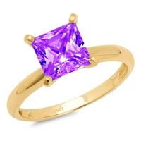 vjenčani prsten za godišnjicu braka od 14k žutog zlata s ljubičastim prirodnim ametistom izrezanim princezom,