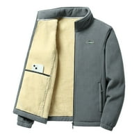 Muška jakna od koraljnog baršuna, jednobojna jakna s kopčanjem, jakna s ovratnikom i džepom, kaput