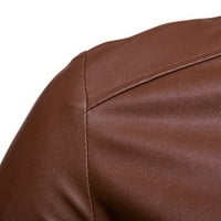 _ _ _ Kožna Moto jakna muška muška kožna široka Plišana debela jakna topli kaput kožni kaput s džepom smeđa, 3