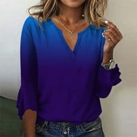 Ženska modna majica s rukavima s rukavima u obliku slova u, Ležerne bluze s izrezom u obliku slova U u obliku