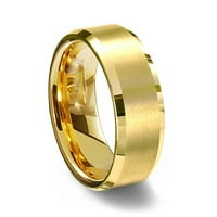 Blizanci njegov ili njezin vjenčani prsten od žutog zlata udobno pristajanje s kosim rubom, jednostavan vjenčani