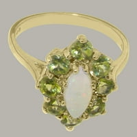 14-karatni prsten od žutog zlata britanske proizvodnje s prirodnim opalom i krizolitom, ženski prsten - opcije