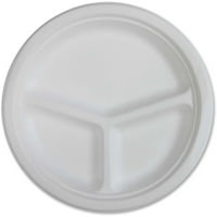 Jednokratni tanjuri za jednokratnu upotrebu s 3 odjeljka-jednokratni-bijeli-kućište od šećerne trske - kartonska