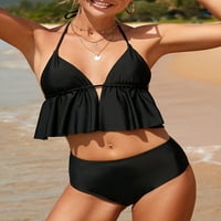 Ženski jednodijelni kupaći kostim za plažu s visokim strukom Cvjetni print kupaći kostim bez donjeg dijela dva