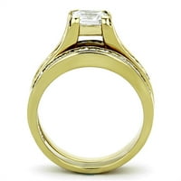 Njegov i njezin par, 7-inčni pozlaćeni zaručnički prsten od nehrđajućeg čelika, Muški Zlatni prsten-veličina od