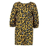 Ženska modna labava Mini haljina s leopard printom s rukavima od 25 do 4486422