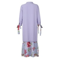 2/ ženske Ležerne ljetne haljine s košuljama s dugim rukavima, proljetna Maksi haljina u stilu boho s cvjetnim