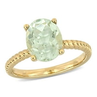 Ženski prsten od zelenog kvarca ovalnog reza od 2K žutog zlata od 14k