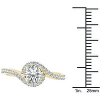 Carat T.W. Dijamantski zaobilazni halo 14KT zaručnički prsten od žutog zlata