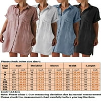 Ležerna široka haljina za žene košulje kratkih rukava U obliku slova A. jednobojna Mini haljina ljetna haljina