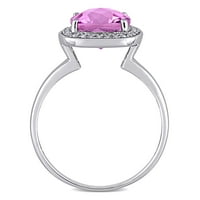 Donje koktel prsten Halo od bijelog zlata 10 karat s ružičasti topaz šahovske rez T. G. W. Mekane i dragulj okrugli