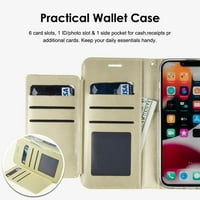 Za Apple iPhone Pro Leather Wallet kućište s kreditnom karticom, gotovinskim slotovima i traci s dvostrukim okretnim