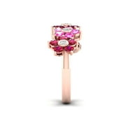 Prsten s cvjetnim uzorkom od ružičastog zlata od 14 karata u srebrnom rubinu i ružičastom safiru za žene