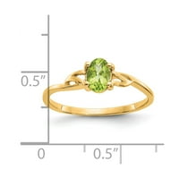 14k čvrsto žuto zlato, zeleni Peridot, Kolovoški dragulj, vjenčani prsten od rodnog kamena, veličina 7,5