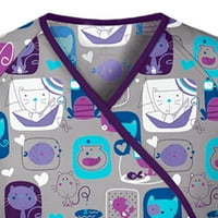 Ženske bluze s v-izrezom radna odjeća Bluza grafički otisci Žene Tee kratki rukavi Ljetni vrhovi ljubičasti 3xl