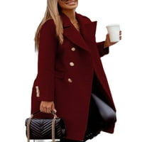 Glonme jakne s dugim rukavima za žene casual radne kapute srednje čvrste boje nadmašuju vino crveno m