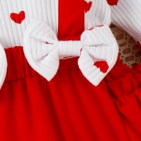 Haljina za Valentinovo za djevojčice s rebrastim printom srca, kombinezoni s dugim rukavima S volanima, bodi +