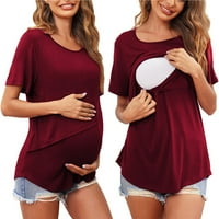 Majice za trudnice u donjem rublju, ljetna odjeća s okruglim vratom i kratkim rukavima za žene, široke majice